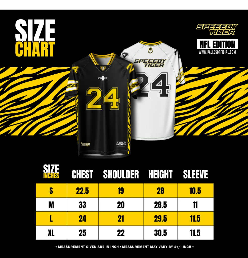 SPEEDY TIGER NFL EDITION SIZE CHART Palles